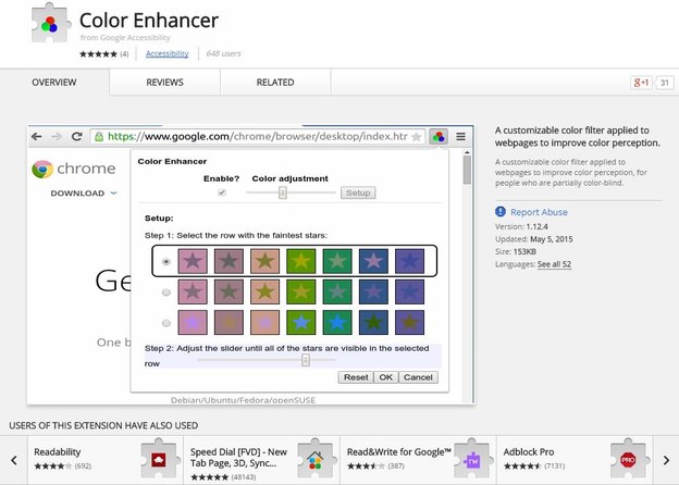 Chromeov add-on za daltoniste